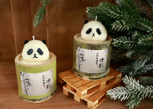 Panda Bamboo Aromatherapy Candle – Handmade Bamboo Pipe Design, Relaxing Natural Scent