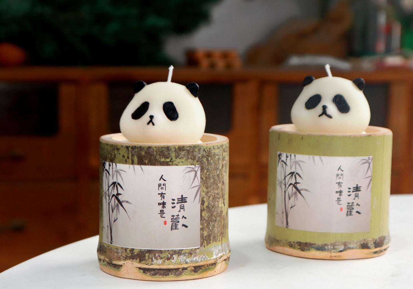 Panda Bamboo Aromatherapy Candle – Handmade Bamboo Pipe Design, Relaxing Natural Scent