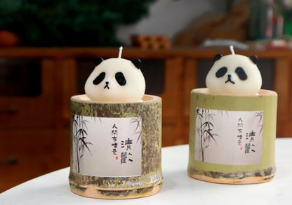 Panda Bamboo Aromatherapy Candle – Handmade Bamboo Pipe Design, Relaxing Natural Scent