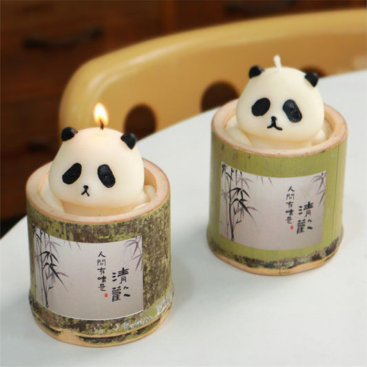 Panda Bamboo Aromatherapy Candle – Handmade Bamboo Pipe Design, Relaxing Natural Scent