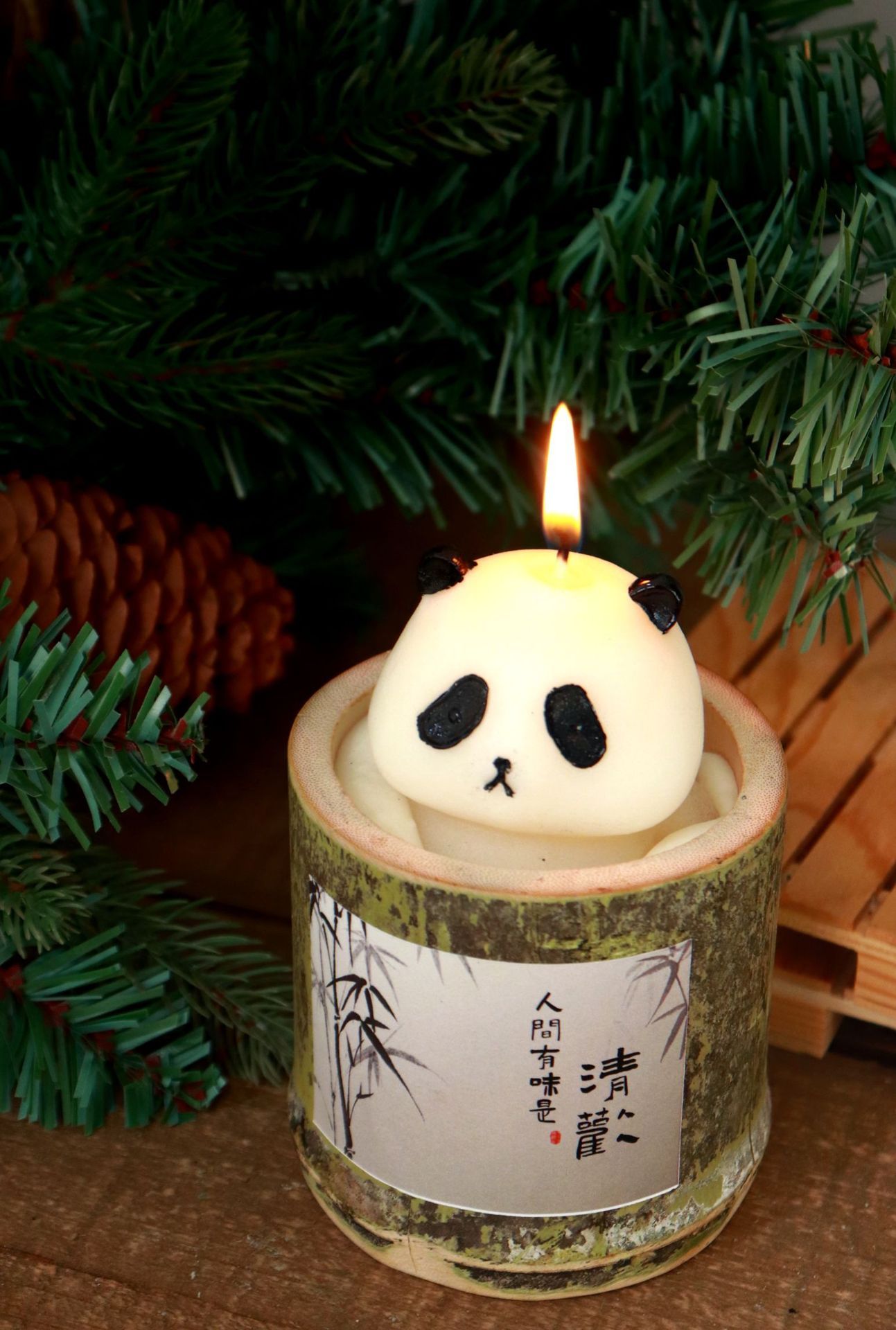 Panda Bamboo Aromatherapy Candle – Handmade Bamboo Pipe Design, Relaxing Natural Scent