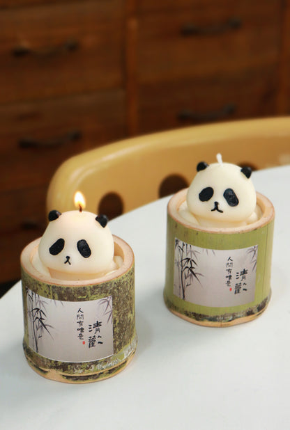 Panda Bamboo Aromatherapy Candle – Handmade Bamboo Pipe Design, Relaxing Natural Scent
