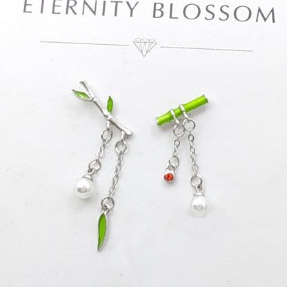 Asymmetrical Bamboo Leaf Earrings for Women – Nature-Inspired Design